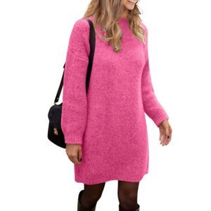 PrettyGarden Pullover Oversized Sweater Dress Pink Soft Small S NWT